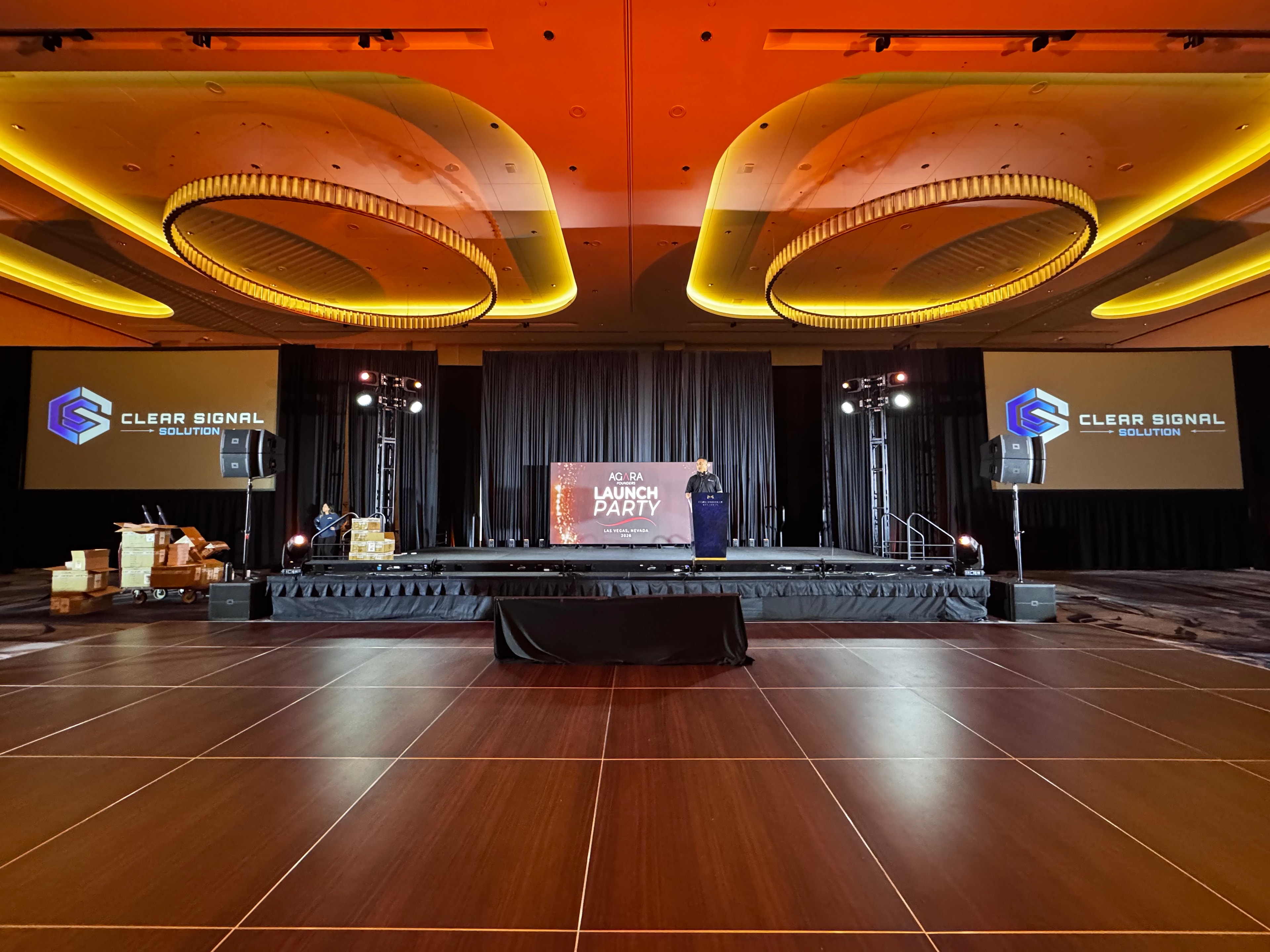 Corporate launch party event stage setup
