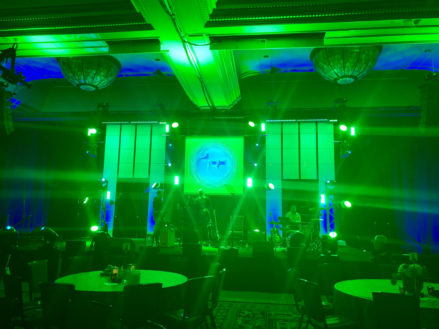 Neon green concert venue